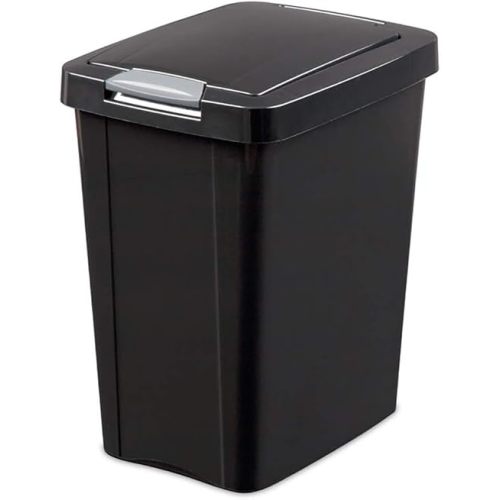 Sterilite 7.5 Gallon TouchTop Wastebasket with Lid That Opens with Touch, Conceals Trash in the Kitchen, Bathroom, Mudroom or Office, Black, 1-Pack
