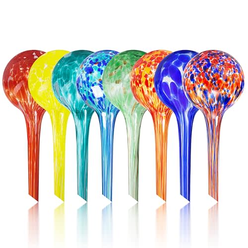 Mission Gallery Plant Watering Globes Set of 8 - Small Self Watering Globes for Indoor & Outdoor Plants - Multicolored, Automatic, Glass Watering Bulbs for Daily Use, Plant Watering Devices