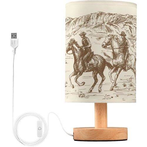 Kcldeci Bedside Table Lamp for Bedroom American Wild Western Desert Cowboy Nightstand Desk Lamp for Bedroom Living Room Office Study
