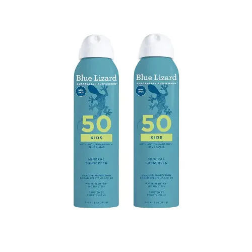 BLUE LIZARD Mineral Sunscreen Kids SPF 50+ Spray, 5 Fl Oz (Pack of 2)