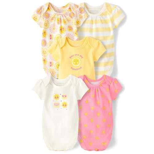The Children's Place Baby Girls' Short Sleeve Bodysuits, Multipack