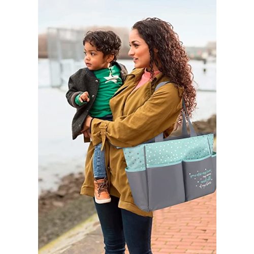 Baby Essentials Stars 5-Piece Diaper Bag Set - green/gray, one size