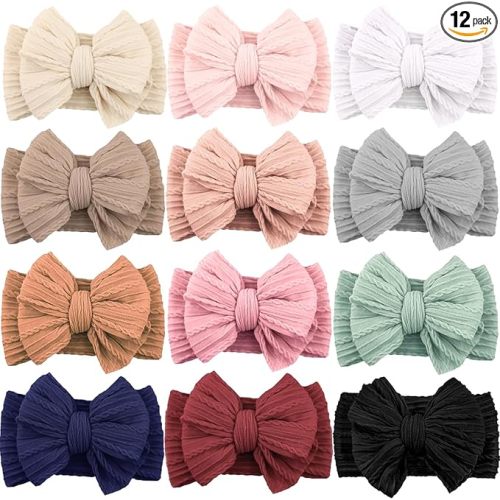 ALinmo 12 Pack Baby Headbands Super Soft Stretchy Nylon Baby Girl Headbands