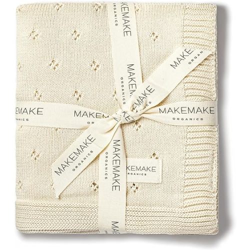 Organic Baby Blanket Pointelle Knit Blanket (30x40, Vanilla)