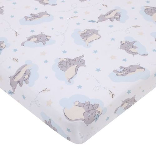 Disney Dumbo Light Blue, Gray, And White Super Soft Nursery Fitted Mini Crib Sheet