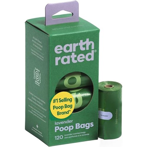 Earth Rated Poop Bags for Dogs Guaranteed Leak Proof and Extra Thick Waste Bag Refill Rolls, Lavender Scented, 120 Bags