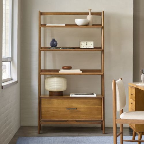 Mid-Century Bookshelf w/ Drawer (38")