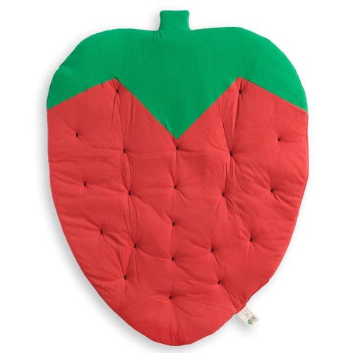 Cotton Baby Play Mat - Reversible Crawling Mat - Soft and Safe Play Area for Infants and Toddlers, Ideal for Early Development (Red Strawberry)