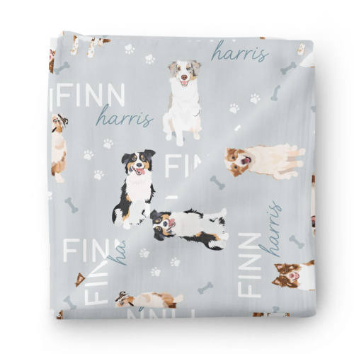 Personalized Baby Name Swaddle Blanket | Dog Breeds