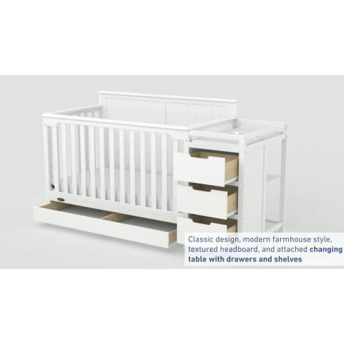 Graco Hadley 5-in-1 Convertible Crib and Changer with Drawer, White