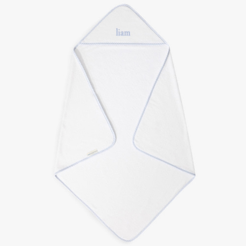 Light Blue Gingham Baby Hooded Towels and Washcloths | Pottery Barn Kids