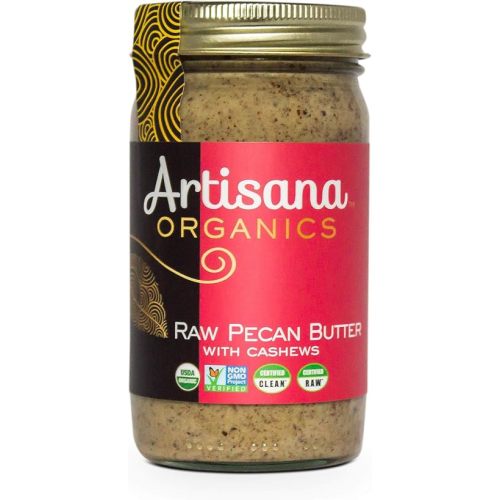 Artisana Organics Raw Pecan Butter with Cashews - No Sugar Added, Just Two Ingredients - Vegan, Paleo, and Keto Friendly, Non-GMO, 14oz Jar