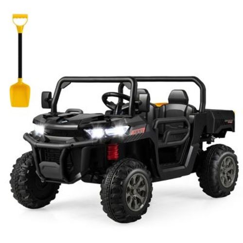 Costway 12V 2 Seater Ride On UTV Dump Truck Remote w/ Electric Dump Bed & Shovel Black