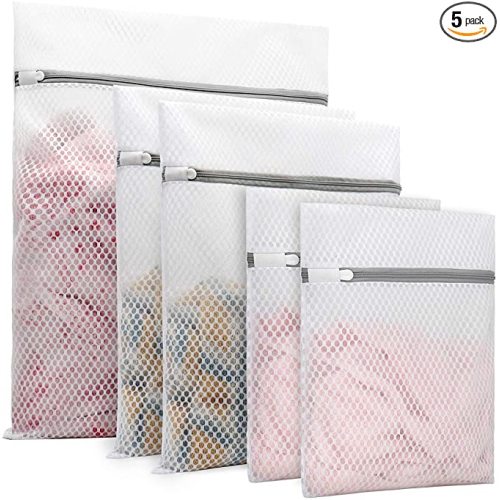Muchfun 5Pcs Durable Honeycomb Mesh Laundry Bags for Delicates | (1Large, 2Medium, 2Small)