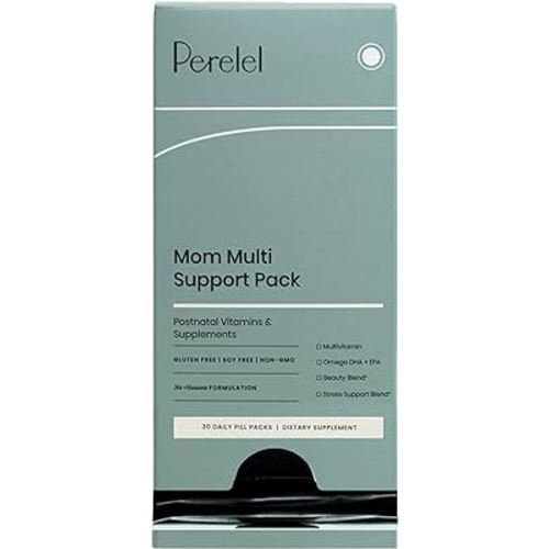 Perelel Mom Multi Support Pack - Postnatal Vitamins for Women to Support Post Partum, Breastfeeding + Early Motherhood* - Gluten, Soy and Dairy-Free Non-GMO (30 Daily Pill Packs)