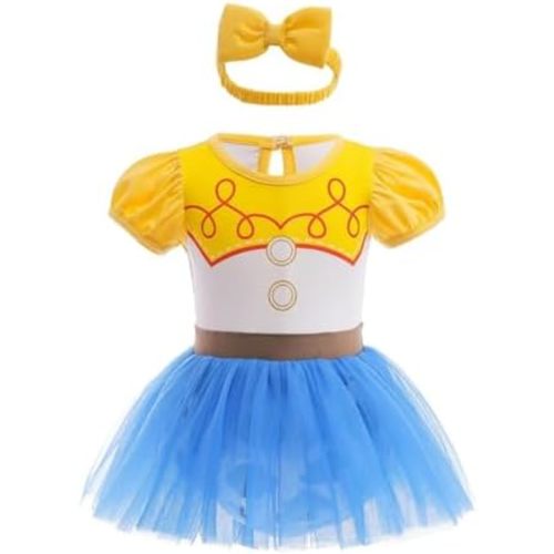 Dressy Daisy Infant Baby Girl Princess Onesie Romper Fancy Dress Costume Halloween Birthday Bodysuit Outfit with Headband