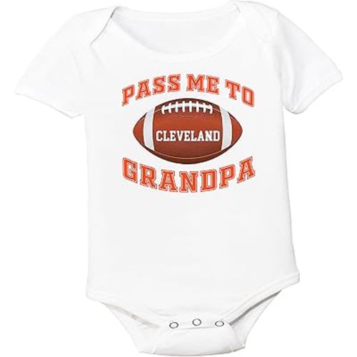 Football Pass Me to GrandPa Baby Bodysuit for Cleveland Fans