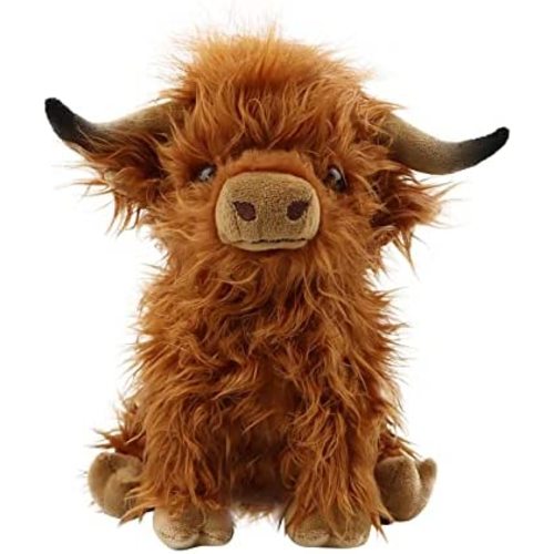 11in Highland Cow Plush Stuffed Animal Plush Toys,Realistic Cow Plush Toy Cuddly Cow Farm Decor Birthday Gift for Adults Kids