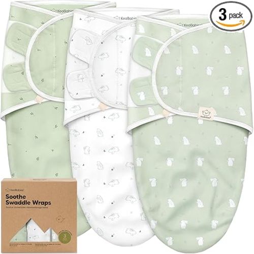 3-Pack Organic Baby Swaddle Sleep Sacks - Swaddles for Newborns, Infant 3-6 Months, Baby Girls, Boys, Soft & Snug Newborn Sleep Sack, Nursery Swaddling Blankets (Bunnies, L)