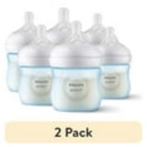 (2 pack) Philips Avent Natural Baby Bottle with Natural Response Nipple, Blue, 4oz, 3pk, SCY900/23