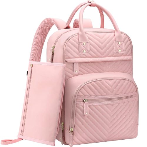 Diaper Bag Backpack for Women with Changing Pad, Baby Bag with Insulated Pockets Multifunctional Diaper Bags For Baby Girl Boy Waterproof Baby Bags For Boys Girls Maternity Bag Baby Pink