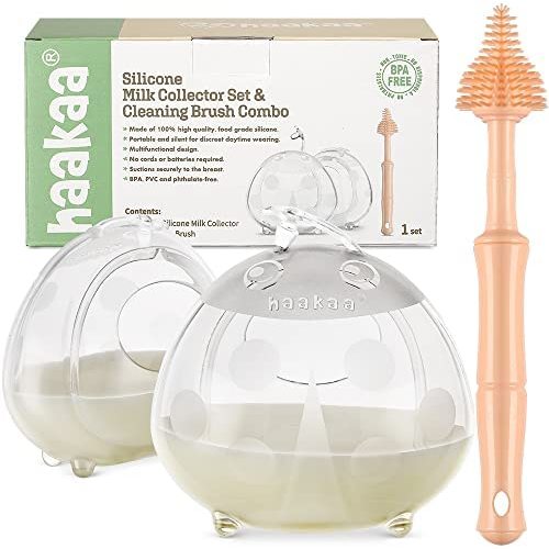 haakaa Silicone Ladybug Breast Shell & Cleaning Brush Combo - Silicone Ladybug Breastmilk Collector for Breastfeeding Moms, Wearable Nursing Cups for Catching Let-Down (75ml,2pcs)