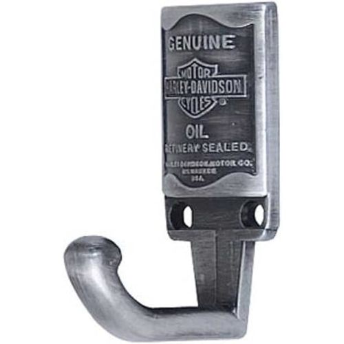 Harley-Davidson FBA_HDL-10102 HDL-10102 Wall Hook for Clothes, Oil Can Logo, Antique Pewter Finish, 2.3 x 1.1 x 1.3-in, Silver