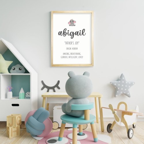 Abigail Name Meaning, Custom Girl Names, Nursery Wall Hangings, Baby Shower Gift, Canvas, Gender Neutral Art, Framed, Unframed or Rope Board
