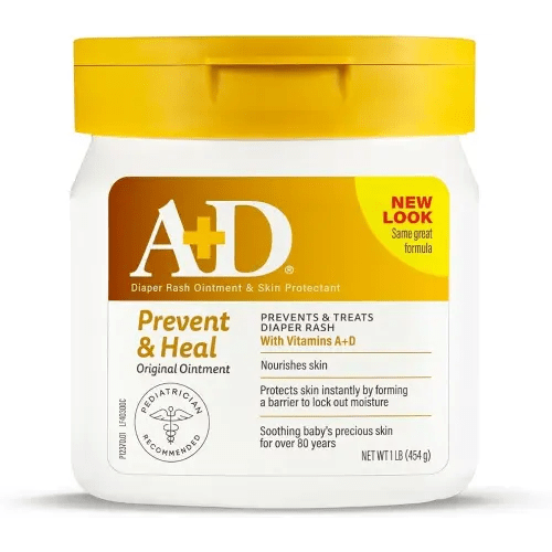 A+D Original Diaper Rash Ointment, Prevents & Protects Diaper Rash, Moisturizes & Heals Dry Skin With Vitamins A&D, 16oz Jar