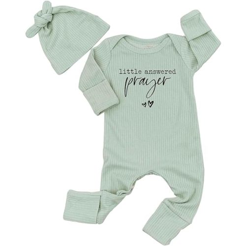 Little Answered Prayer Baby Bodysuit Announcement Romper 0-3 Months Clothes Cute Religious Infant Boys Girls Outfit
