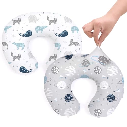 BROLEX Baby Nursing Pillow Covers: 2-Pack Soft Slipcovers for Breastfeeding Pillows - Comfortable Fabric, Fits Standard Nursing Pillows for Boys & Girls -Space Planet