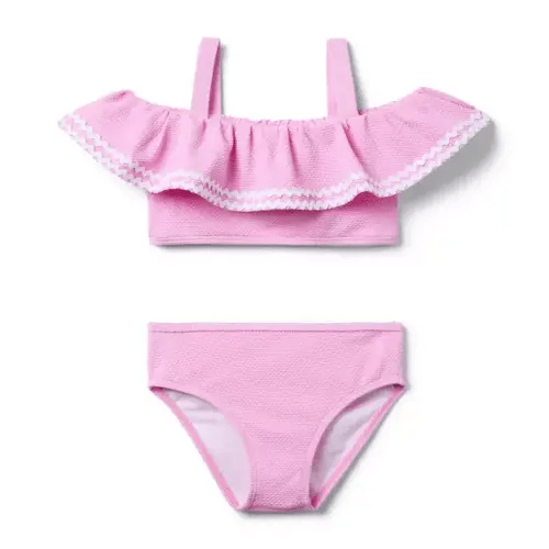 Recycled Ric Rac Ruffle 2-Piece Swimsuit, Pink Jellyfish - size 6-12M