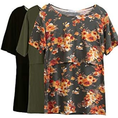 Smallshow Women's Maternity Nursing Tops Short Sleeve Breastfeeding Clothes