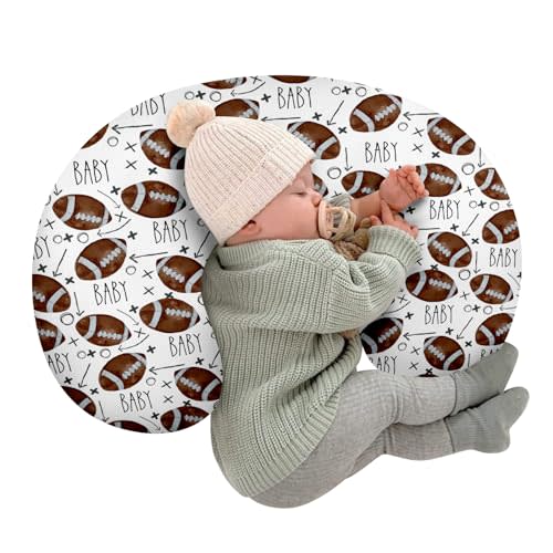 Rucekia Baby Nursing Pillow Cover - Football Theme Breastfeeding U-Shaped for Bottle Feeding, Ultra Soft Comfortable Breastfeeding Pillow Cover for Infant Baby Boys and Girls