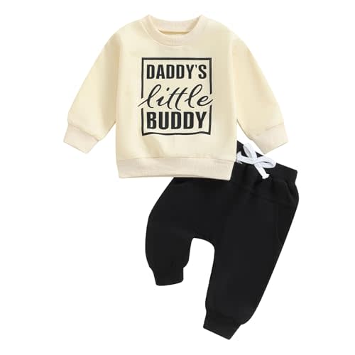 Toddler Baby Boy Fall Clothes Letter Print Long Sleeve Sweatshirt Elastic Pants Cute Kids Winter Outfits