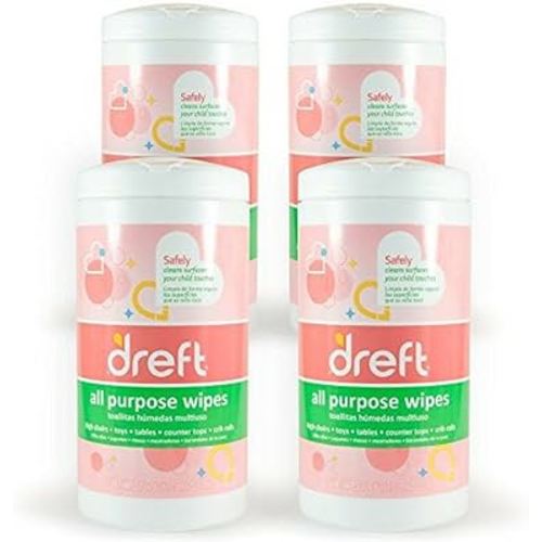 Dreft Multi-Surface All-Purpose Gentle Cleaning Wipes for Baby Toys, Car Seat, High Chair & More, 70 Count (Pack of 4)