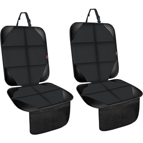 Car Seat Protectors, 2 Pack Leather Seats Protectors with Non-Slip Bottom, Large Mesh Pockets, Waterproof for SUV, Sedan, Trunk