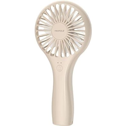 TriPole Mini Portable Fan Powerful Personal Handheld Battery Operated Rechargeable Fan Speed Adjustable Small Eyelash Fan for Stylish Kids Girls Women Indoor Outdoor Travelling, Beige