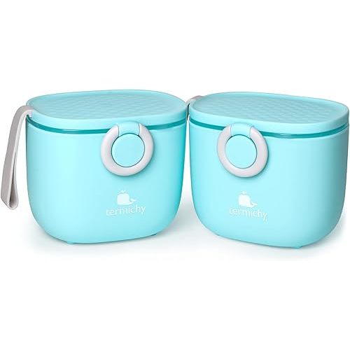 Termichy Baby Formula Dispenser, Portable Milk Powder Dispenser Container with Carry Handle and Scoop for Travel Outdoor Activities with Baby Infant, 8.8OZ, 0.55LB, 250g (Blue-2pack)