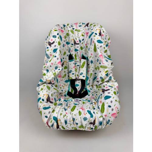 Tropical Toddler Car Seat Liner, Cotton, Breathable Waterproof, Optional Strap Covers