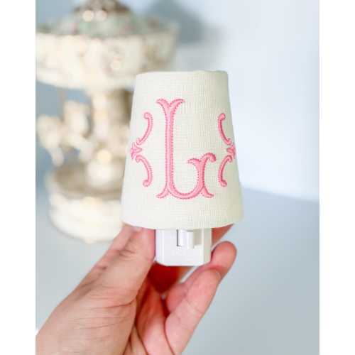 Embroidered Initial Monogram Night Light: Personalized Nursery, Kitchen, and Bathroom Decor