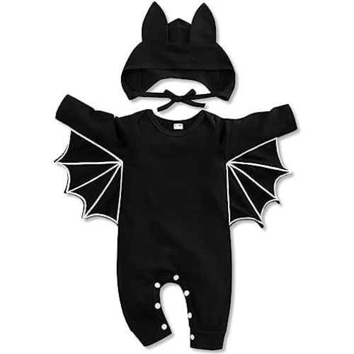 Newborn Baby Boy Girl Halloween Cosplay Bat Outfit Hooded Romper Jumpsuit My First Halloween Infant Boy Hooded Playsuit