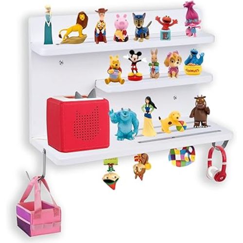 for Tonies Shelf Magnetic, Made for Tonies Storage in Children's Rooms, and Compatible with Charging Stations. (3-Tier,White)