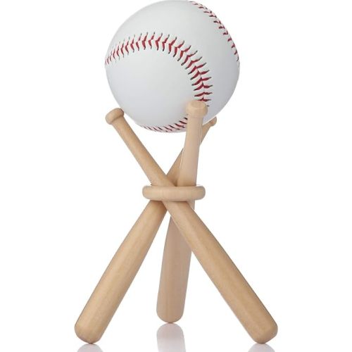 Honoson Baseball Stand Holders Balls Display Bat Wooden Stand Holder Display Centerpieces Tables for Baseball Sports Lover(1 Pack)