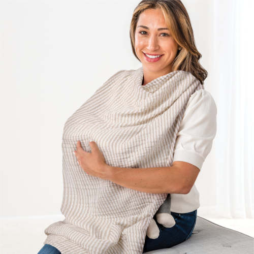 Breastfeeding Boss™ A Multitasking Must-Have for Nursing, Swaddling & More - Chai Stripes