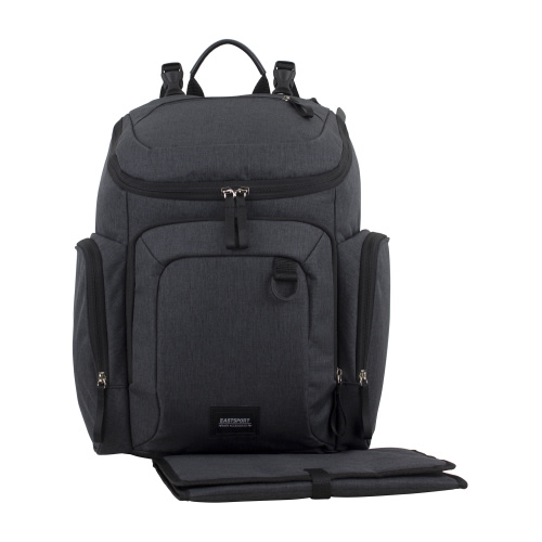Eastsport Wooster St. Large Backpack Diaper Bag with Adjustable Shoulder Straps, Bonus Changing Pad, Stroller Straps and Insulated Zipper Pockets, Dark Grey