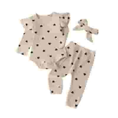 GERsome Newborn Infant Baby Girls Clothes Ribbed Romper Bodysuit Pants Set Fall Winter Outfits