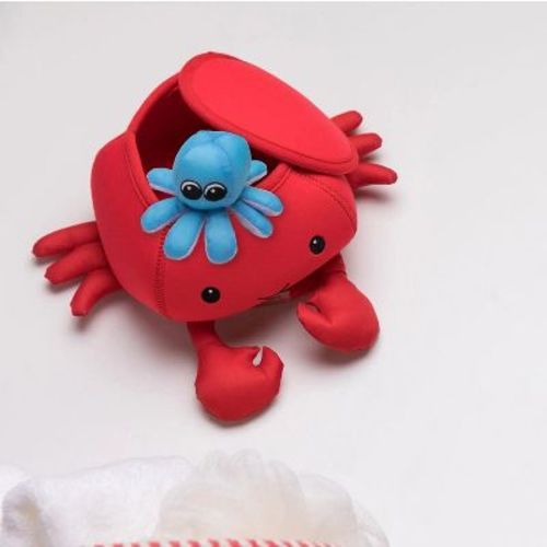 Manhattan Toy Neoprene Crab 5 Piece Floating Spill N Fill Bath Toy With Quick Dry Sponges And Squirt Toy