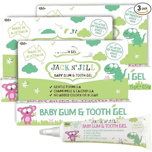 Jack N' Jill Baby Gum and Tooth Gel - Natural Teething Relief, Gentle Formula with Chamomile and Calendula, No Added Sugars or Colors, Suitable for 4 Months and Up - 15g (3 Pack)