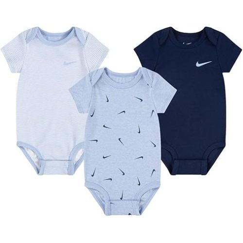 Nike Baby Short Sleeve Bodysuits 3 Pack (Multi(56M115-BG6)/B, 6 Months)